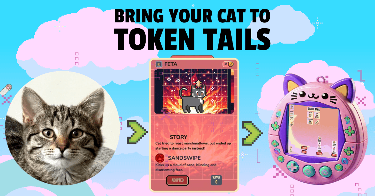 Bring Your Cat To Token Tails. Play, Earn, and Save Shelter Cats